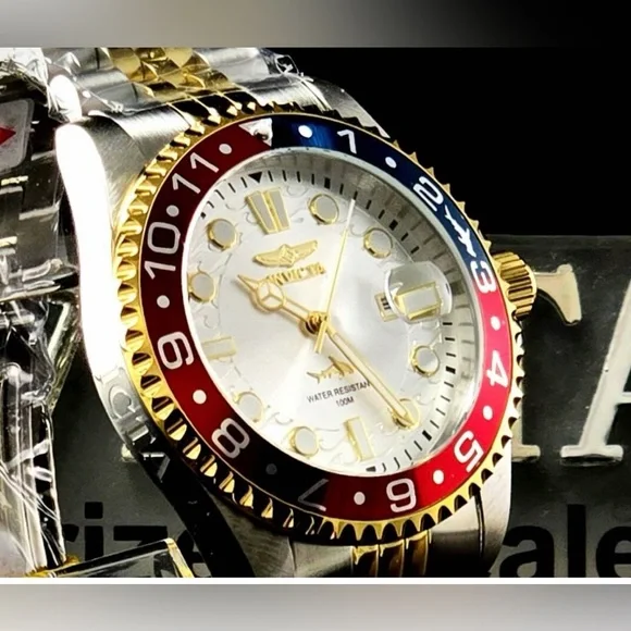 Invicta Two-Tone Watch with Red and Blue Bezel #40012